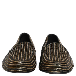 Black Gold Sequined Men Dress Loafers Shoes
