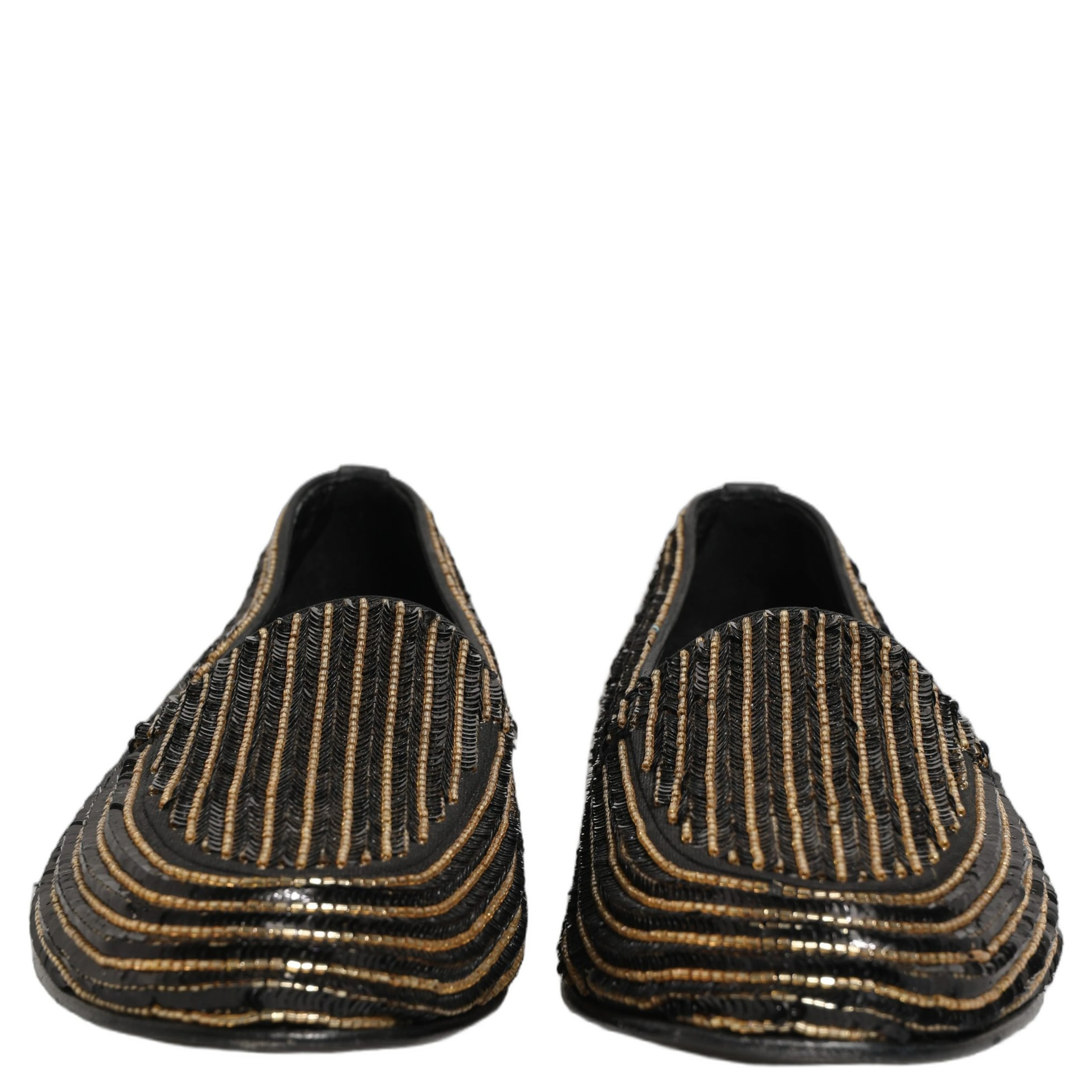 Black Gold Sequined Men Dress Loafers Shoes
