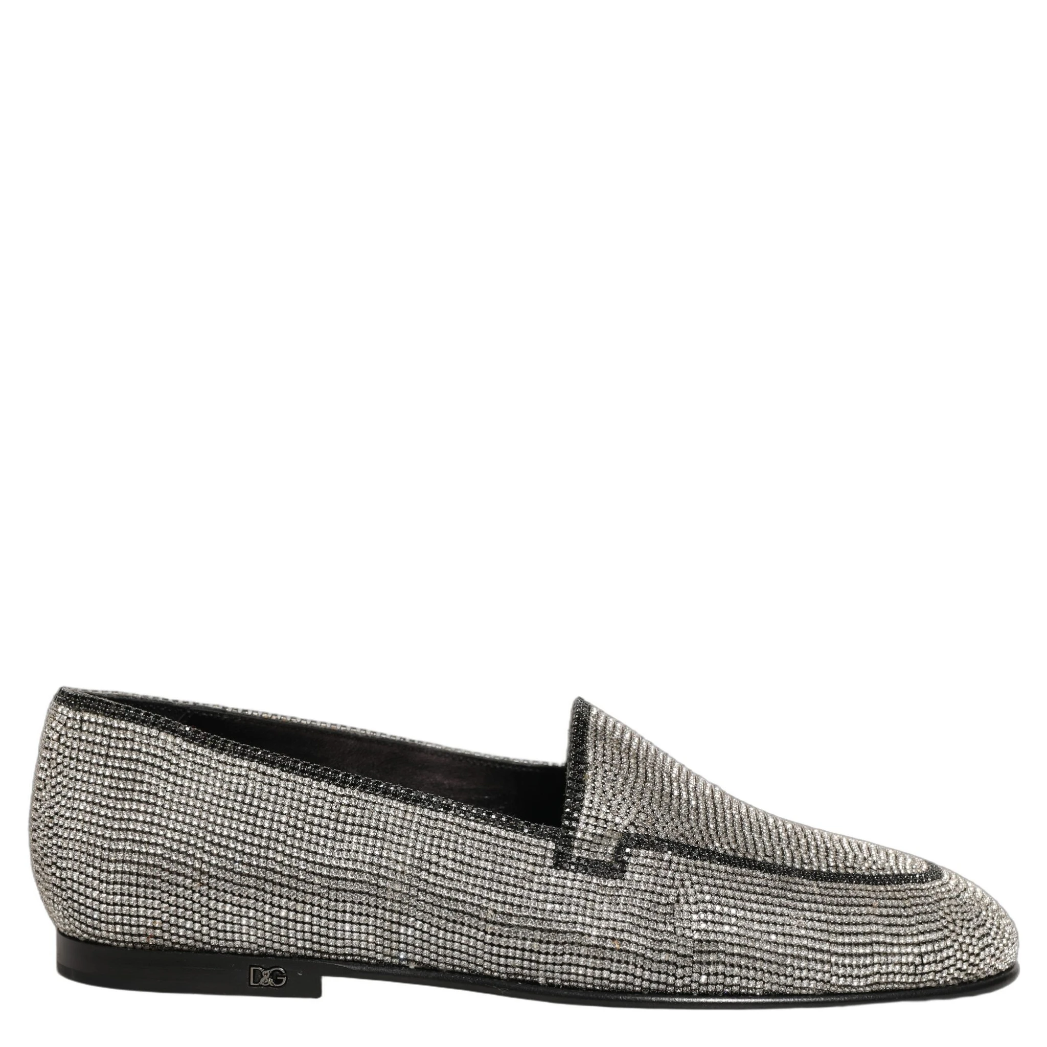 Silver Crystal Embellished Men Loafers Shoes