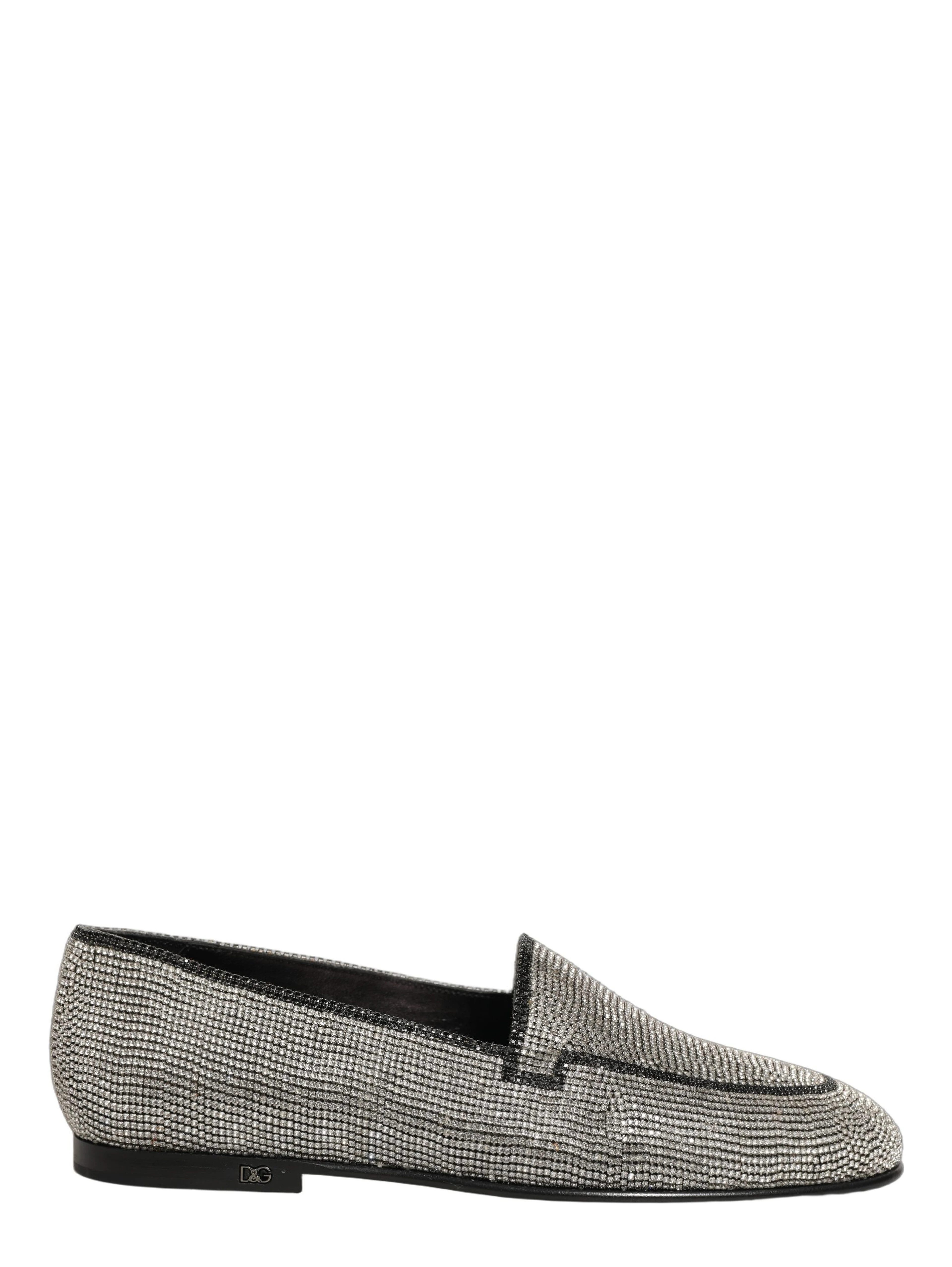 Silver Crystal Embellished Men Loafers Shoes