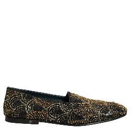 Black Gold Embellished Dress Loafers Shoes
