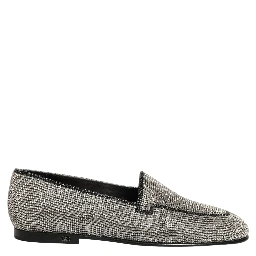 Silver Crystal Embellished Men Loafers Shoes