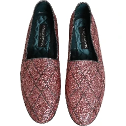 Pink Check Glitter Lurex Logo Loafers Shoes