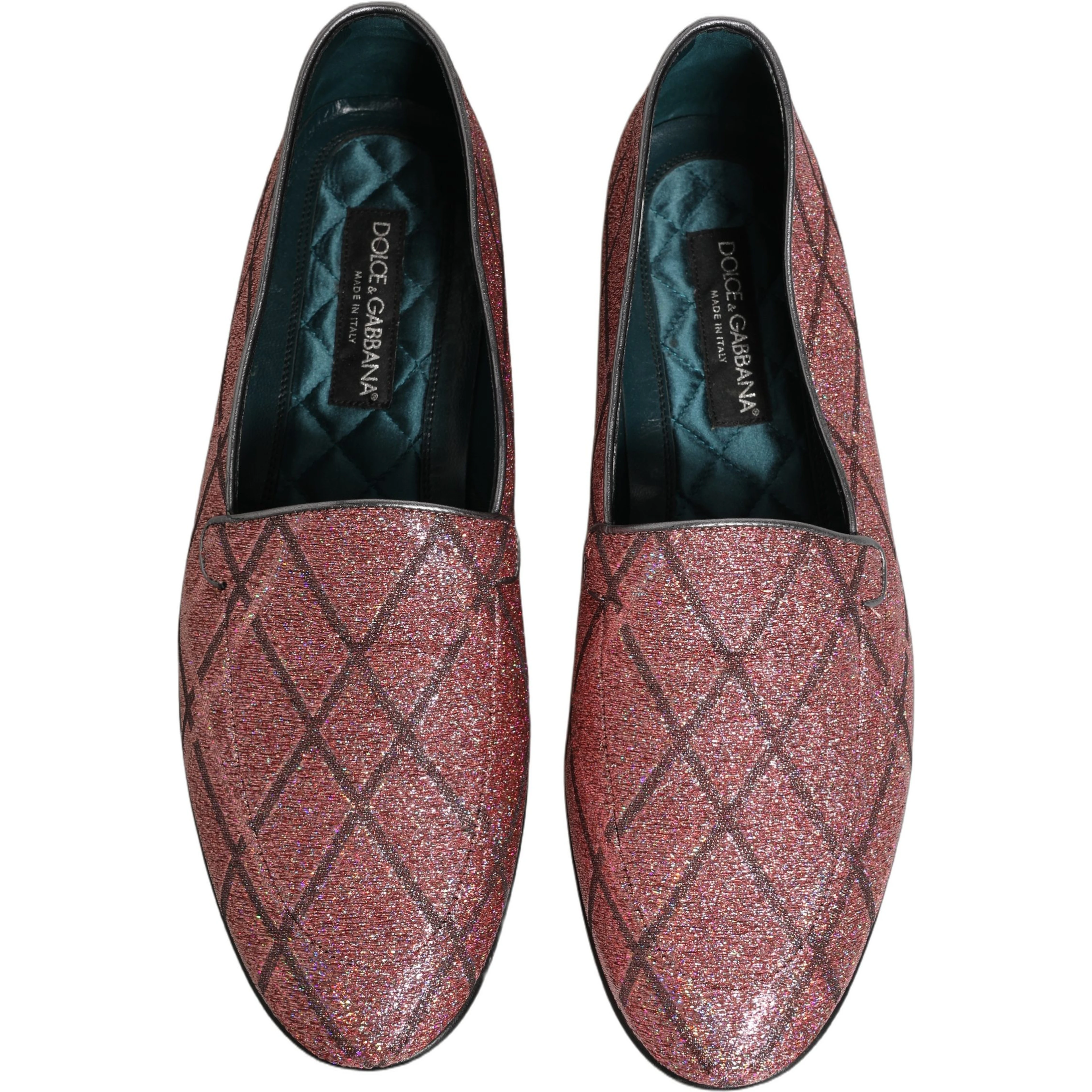 Pink Check Glitter Lurex Logo Loafers Shoes