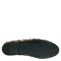 Gold Sequin Embellished Dress Loafers Shoes