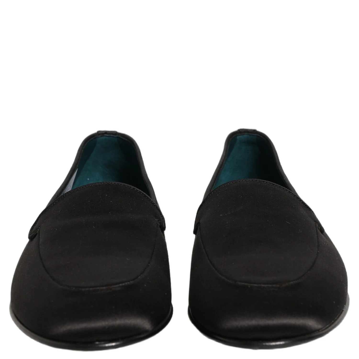 Black Satin Logo Slip On Flats Loafers Shoes