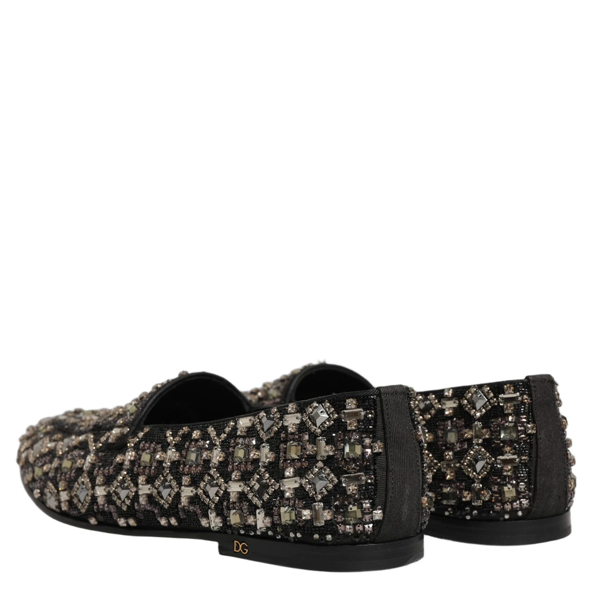 Black Crystal Embellished Dress Loafers Shoes
