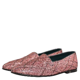 Pink Check Glitter Lurex Logo Loafers Shoes