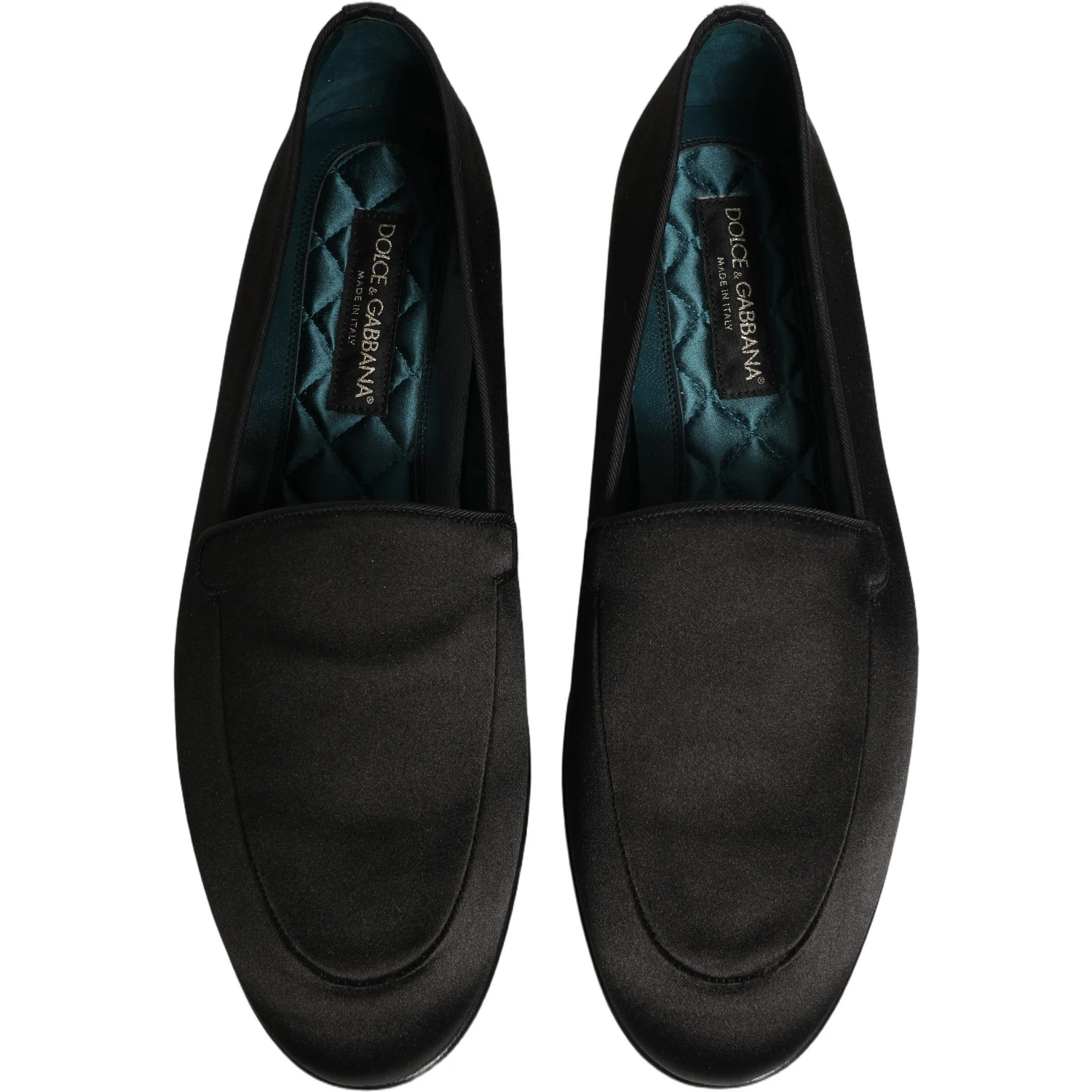 Black Satin Logo Slip On Flats Loafers Shoes