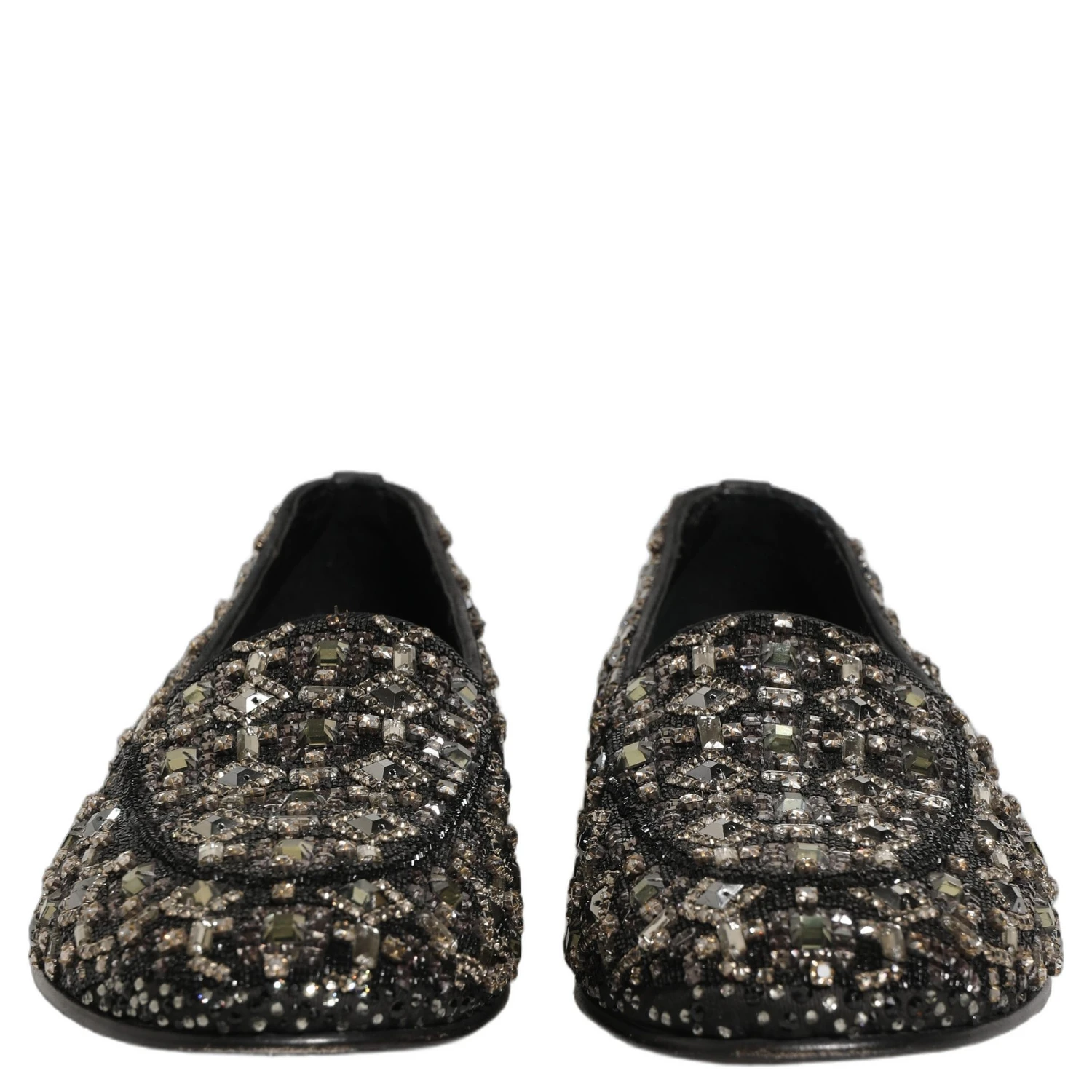 Silver Leather Logo Slip On Loafers Shoes