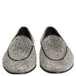 Silver Crystal Embellished Men Loafers Shoes