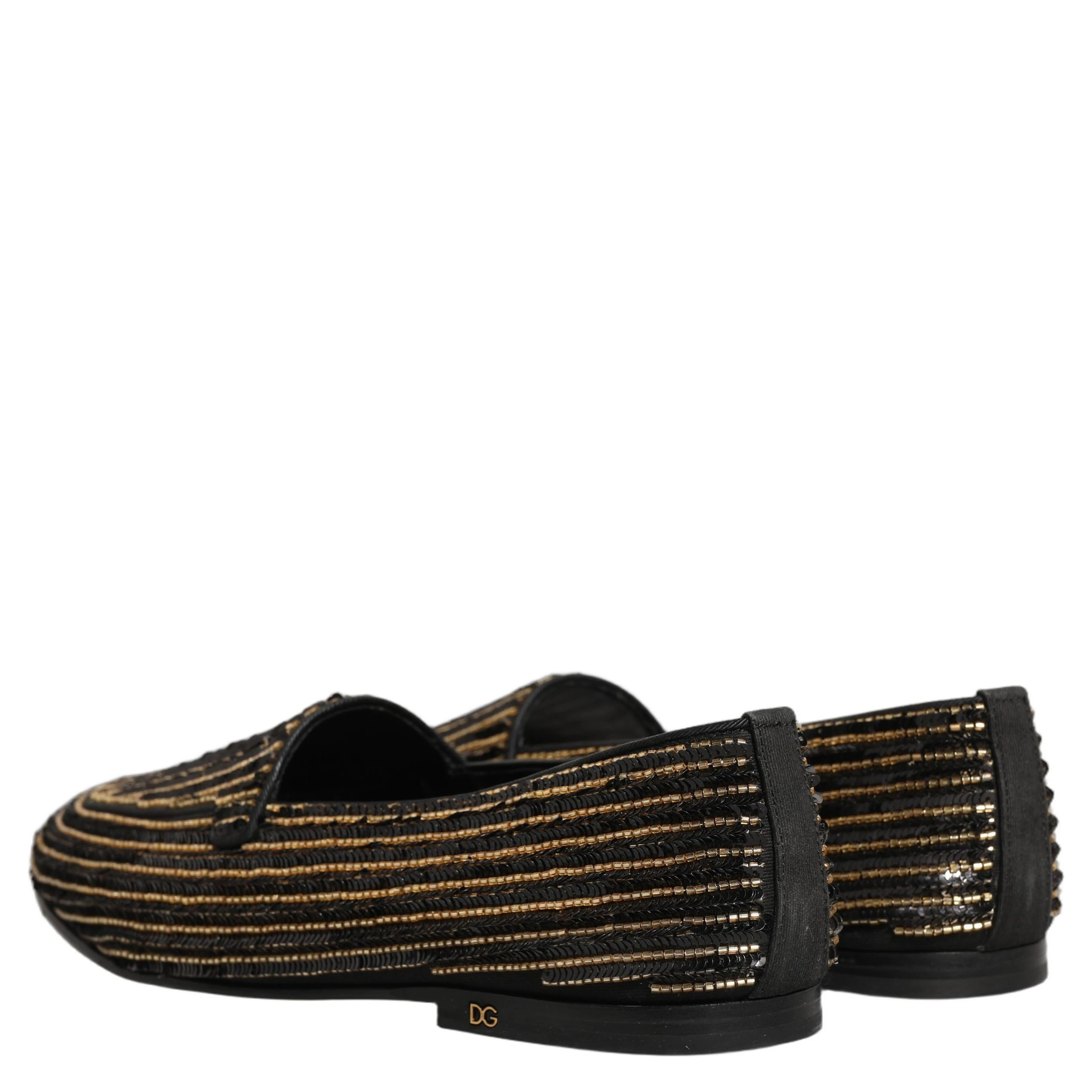 Black Gold Sequined Men Dress Loafers Shoes