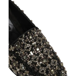 Black Crystal Embellished Dress Loafers Shoes