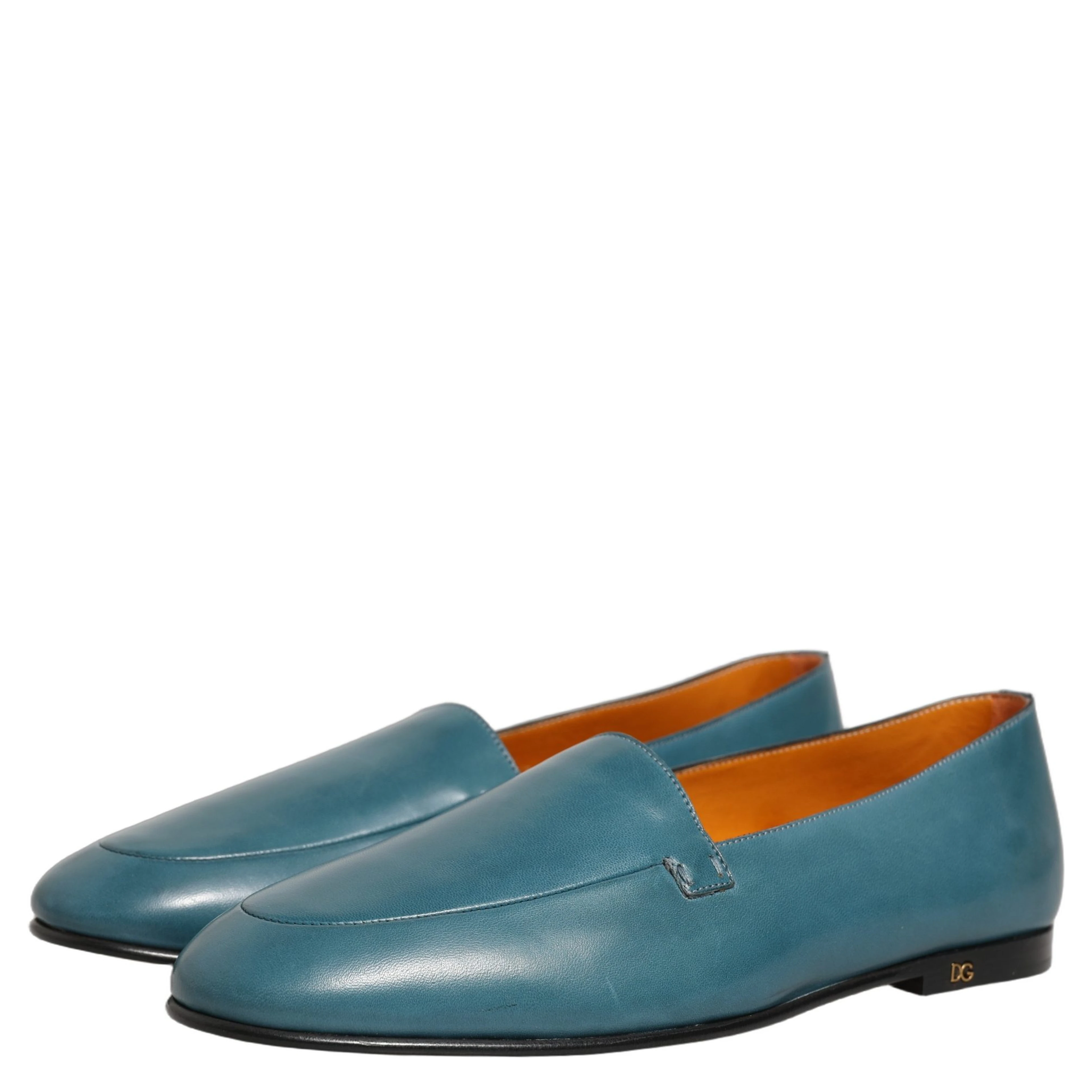 Blue Leather Logo Slip On Men Loafers Shoes