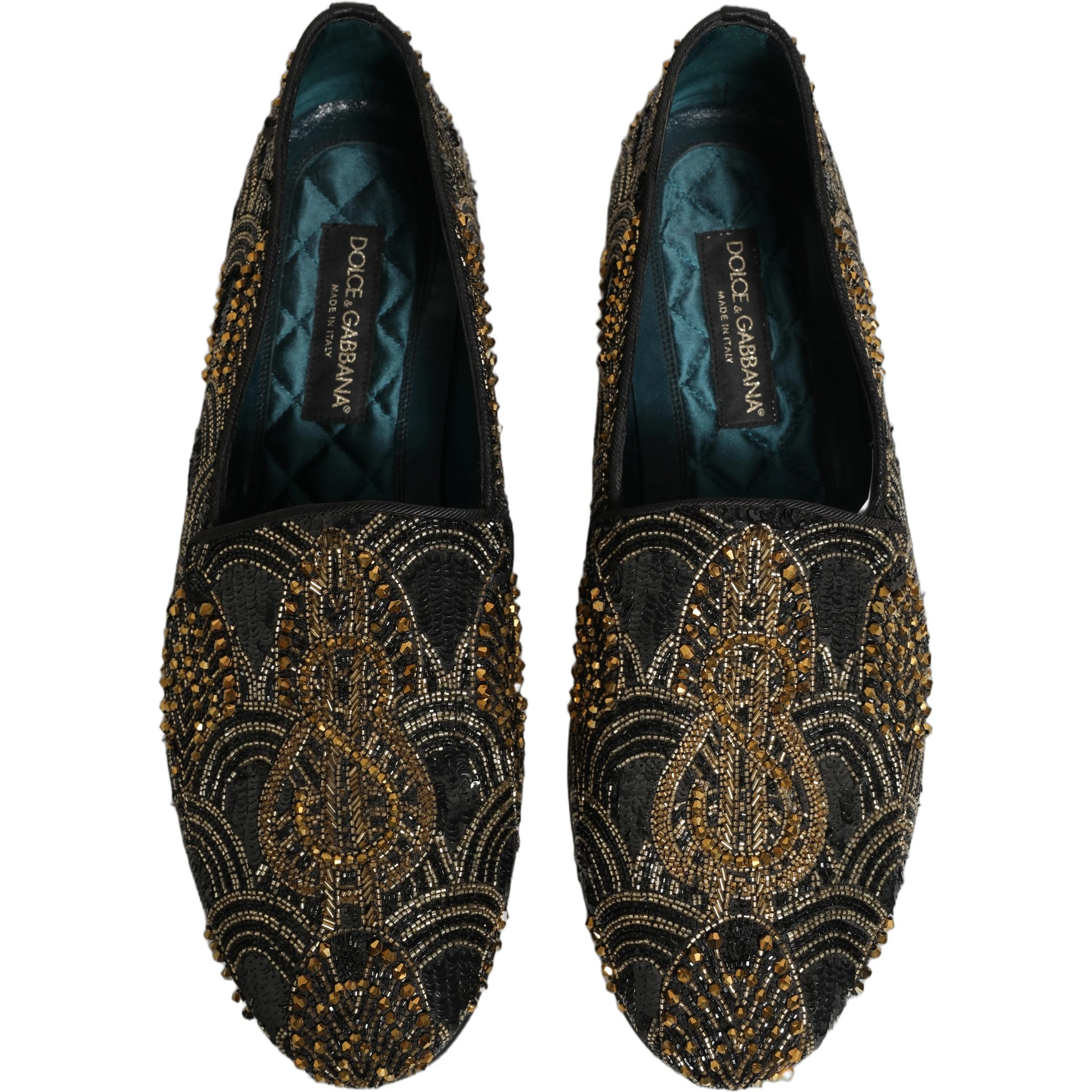 Black Gold Embellished Dress Loafers Shoes