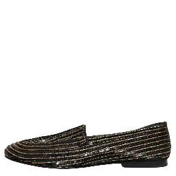 Black Gold Sequined Men Dress Loafers Shoes
