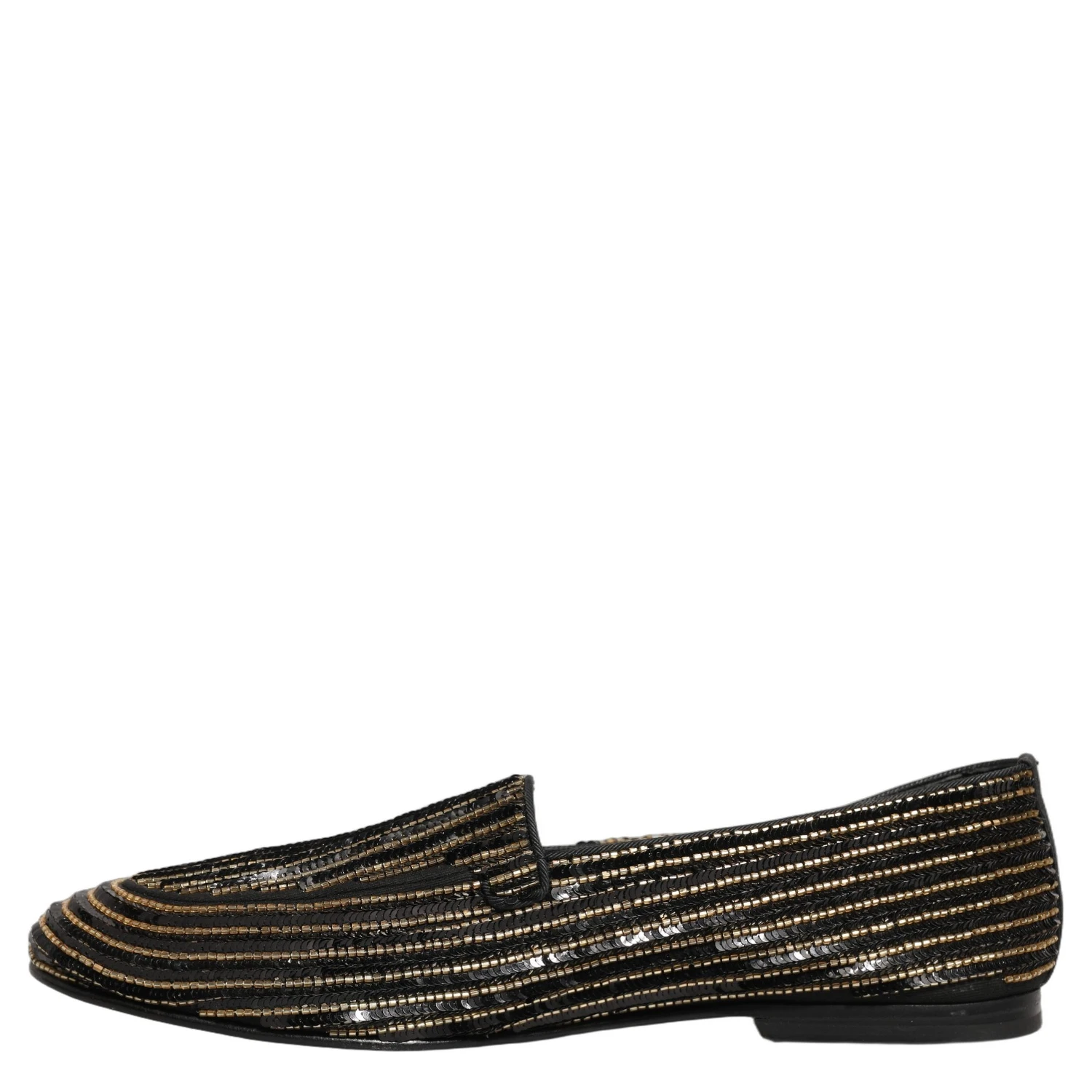 Black Gold Sequined Men Dress Loafers Shoes