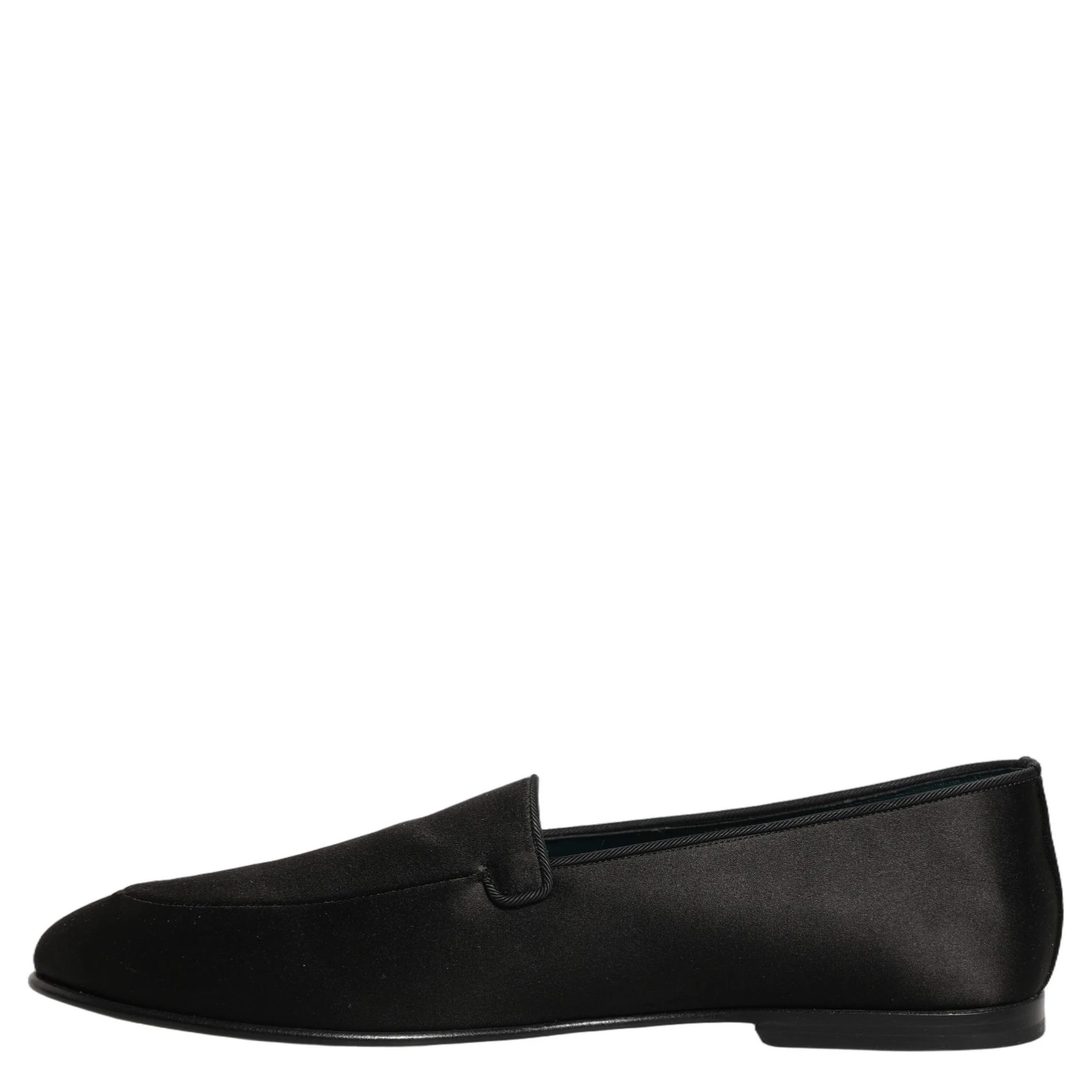 Black Satin Logo Slip On Flats Loafers Shoes