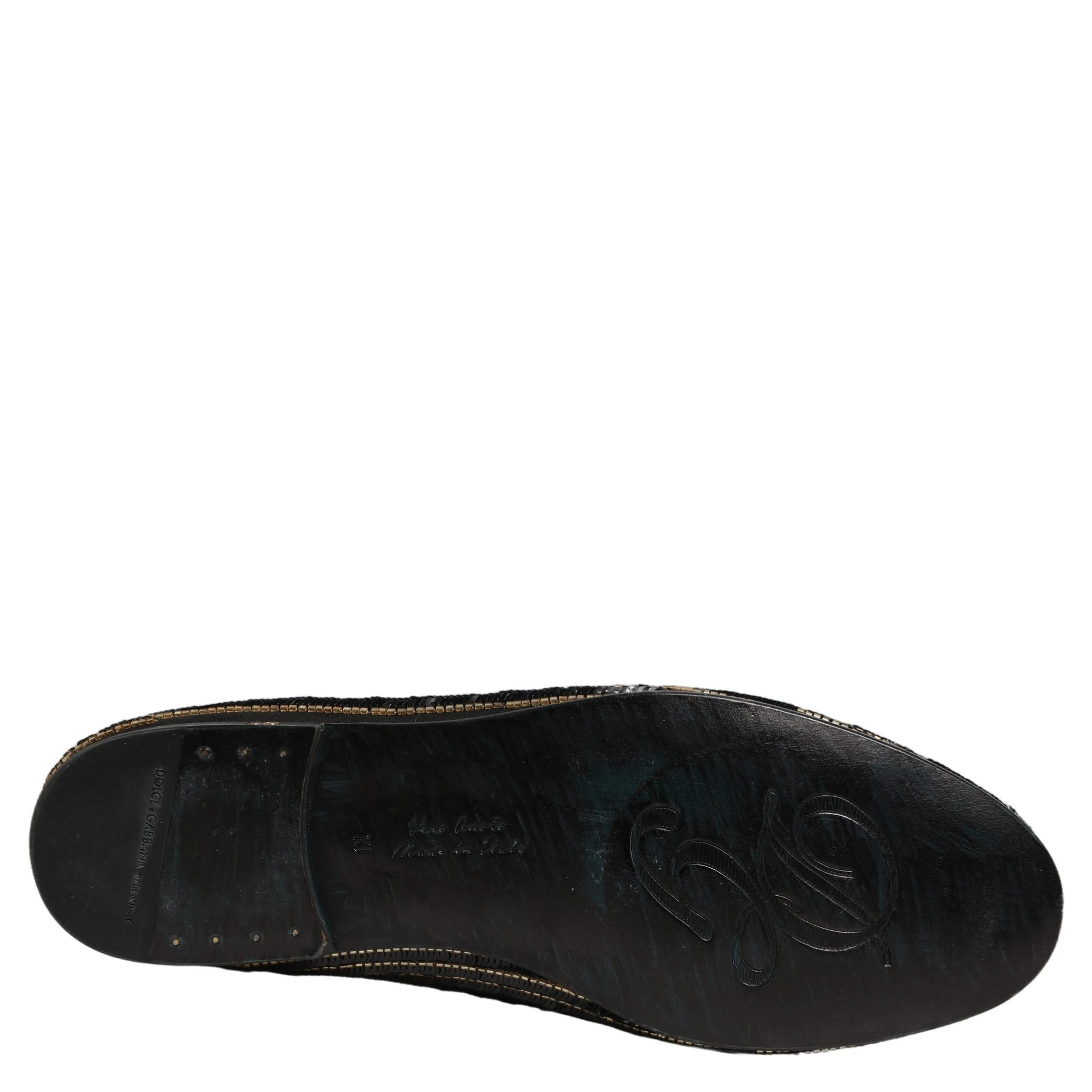 Black Gold Sequined Men Dress Loafers Shoes