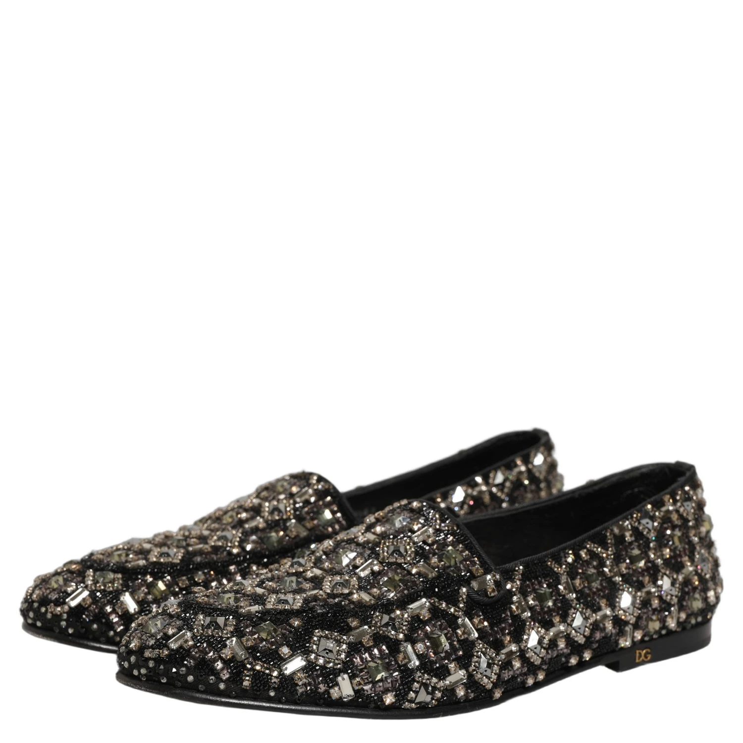 Silver Leather Logo Slip On Loafers Shoes