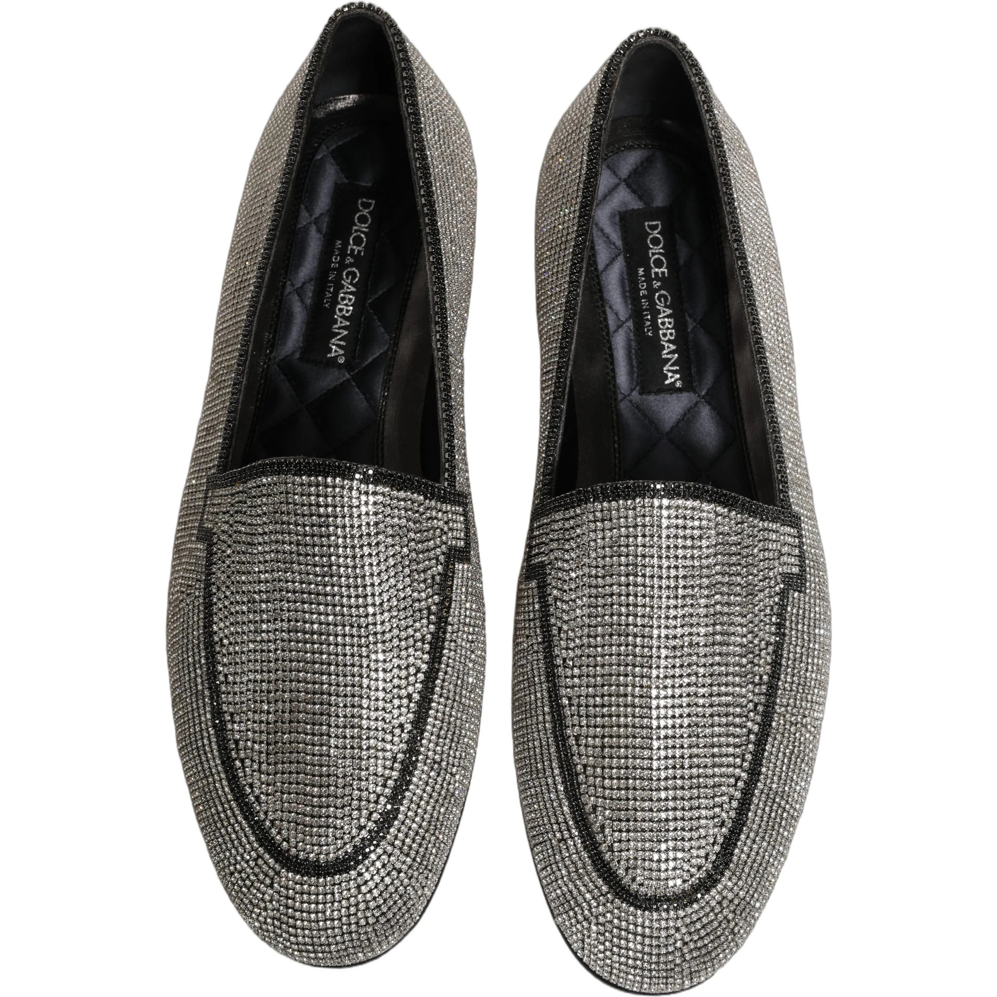 Silver Crystal Embellished Men Loafers Shoes