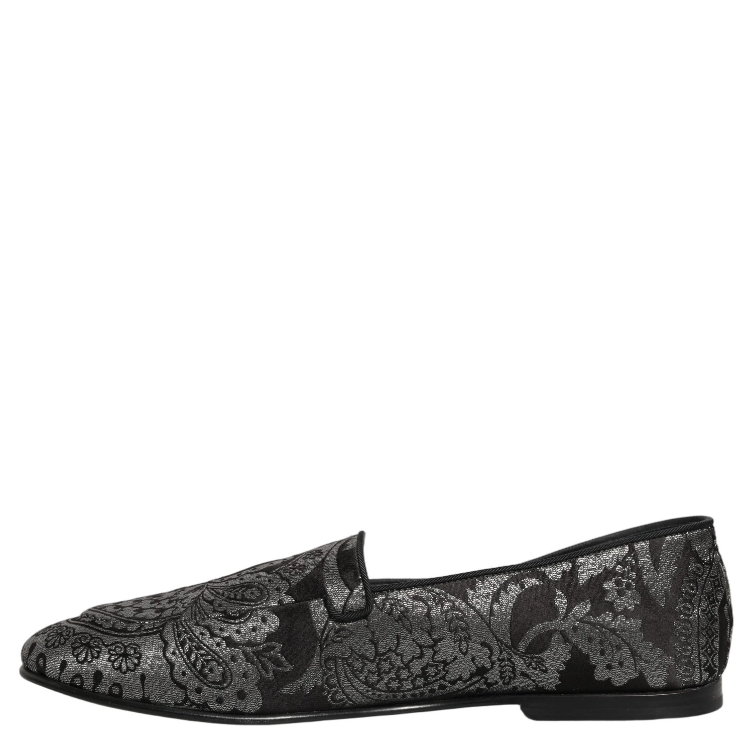 Silver Jacquard Leather Slip On Loafers Shoes