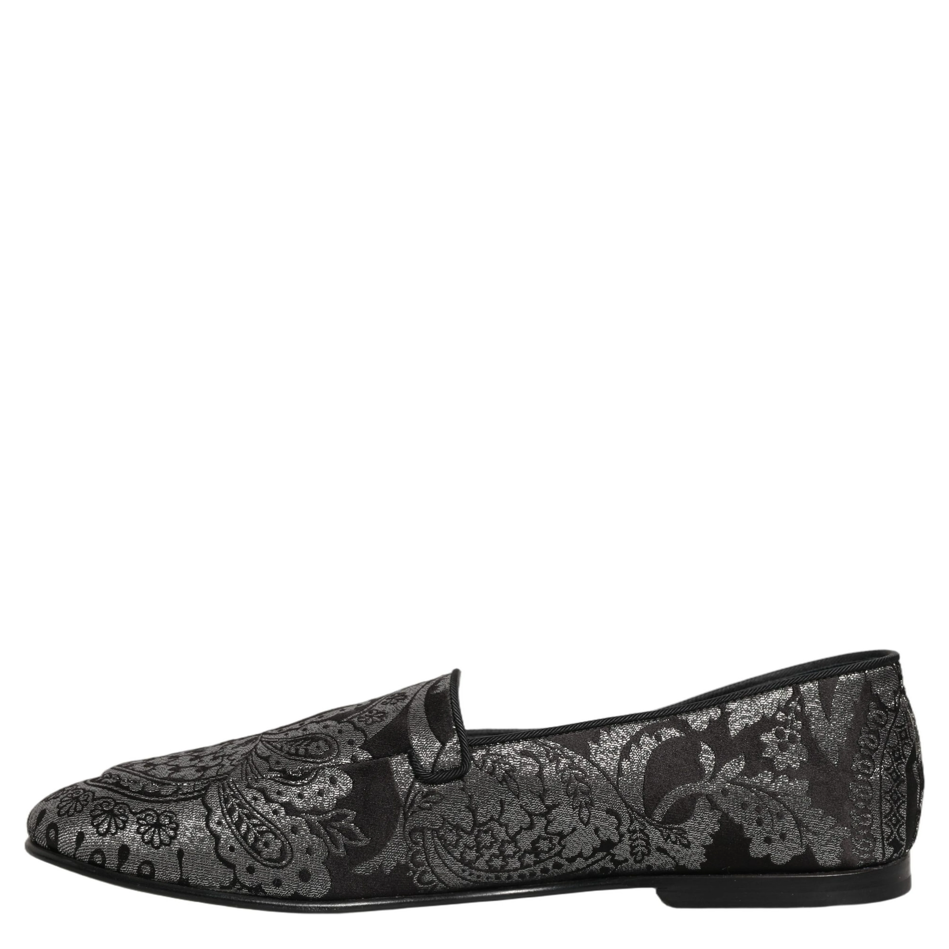 Silver Jacquard Leather Slip On Loafers Shoes