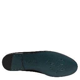Black Satin Logo Slip On Flats Loafers Shoes