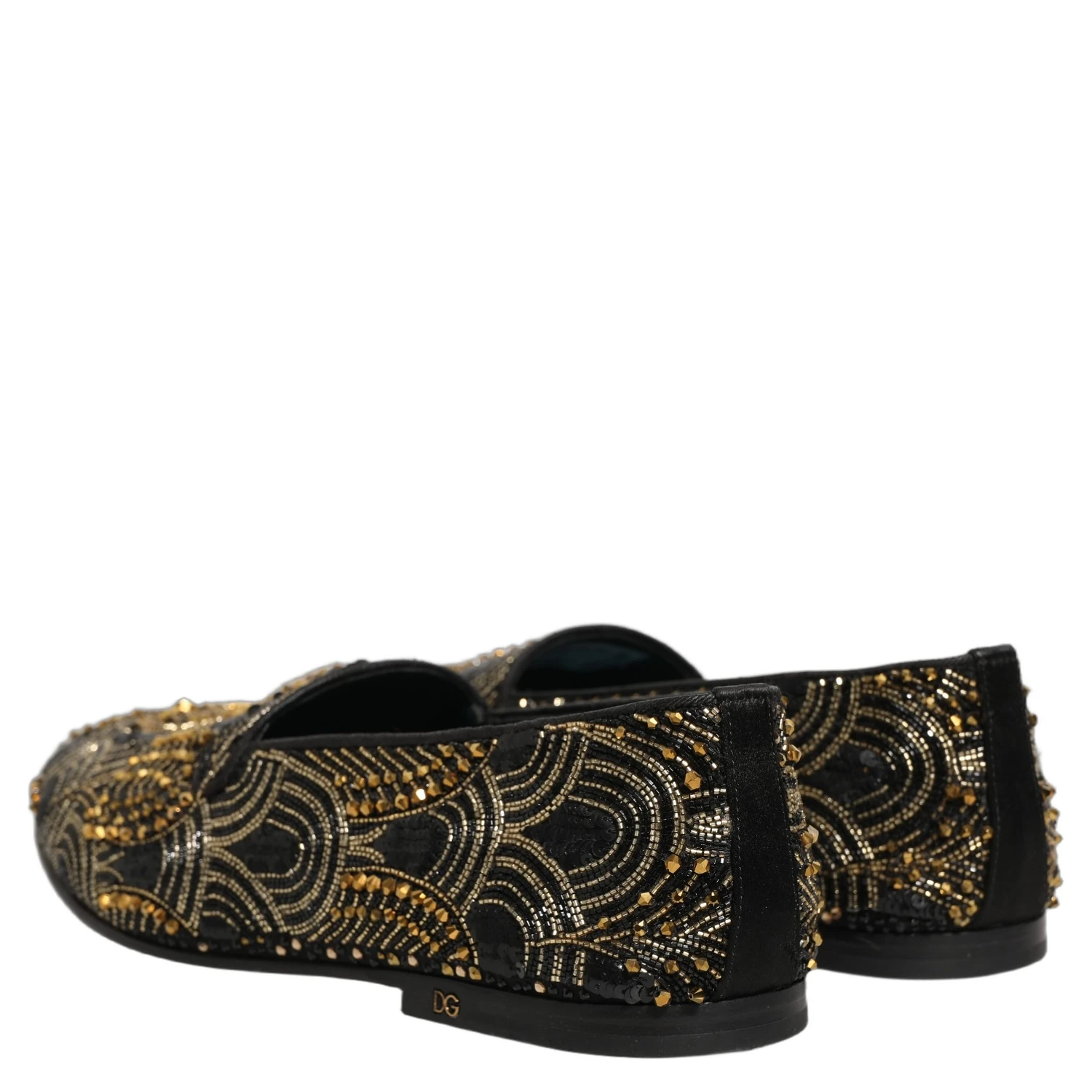 Black Gold Embellished Dress Loafers Shoes