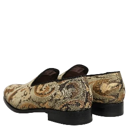 Gold Brocade Slip On Men Dress Loafers Shoes
