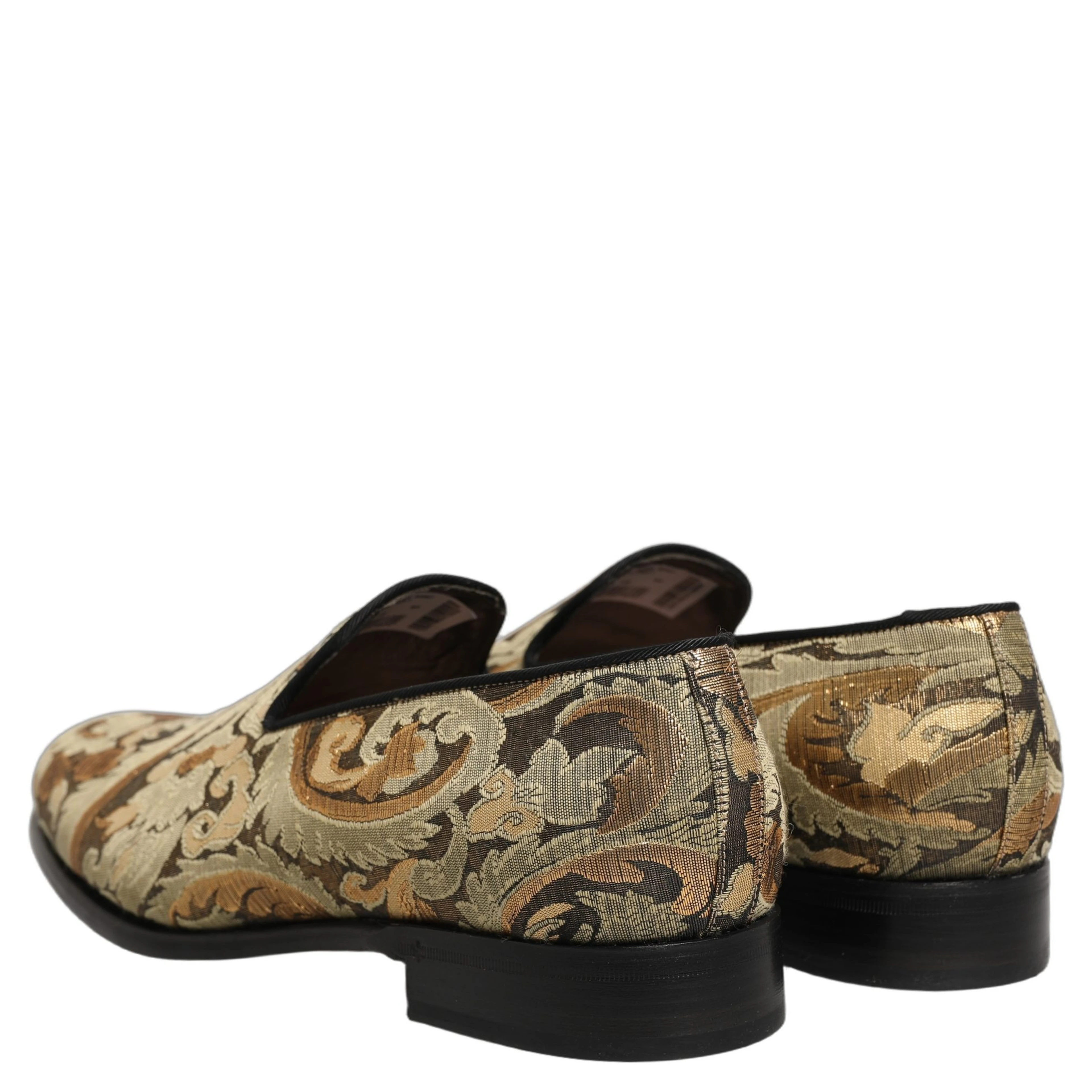 Gold Brocade Slip On Men Dress Loafers Shoes