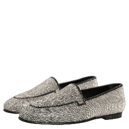 Silver Crystal Embellished Men Loafers Shoes