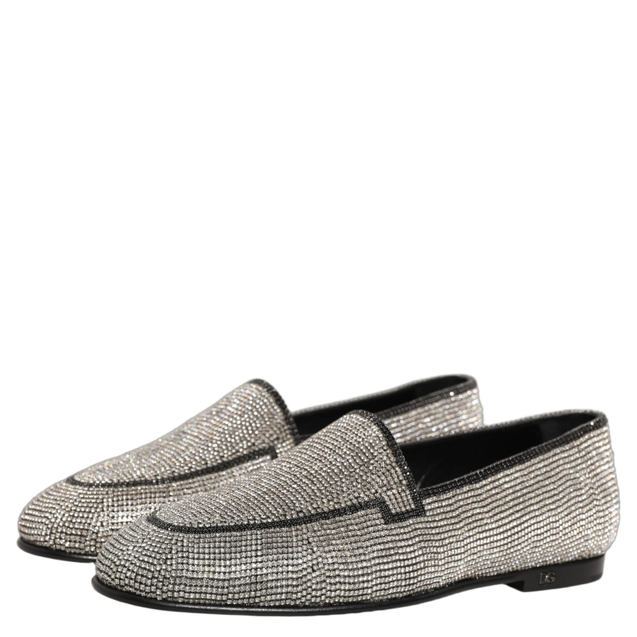 Silver Crystal Embellished Men Loafers Shoes