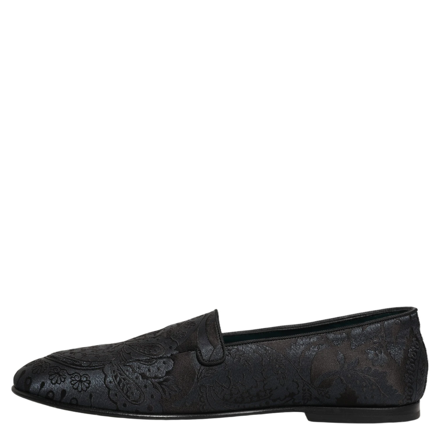 Blue Jacquard Leather Slip On Loafers Shoes