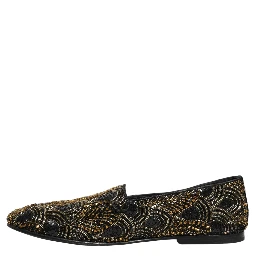 Black Gold Embellished Dress Loafers Shoes