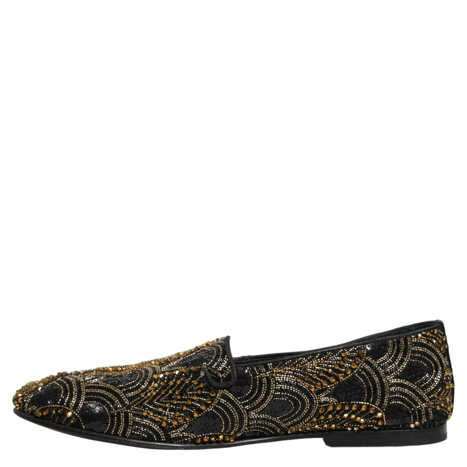 Black Gold Embellished Dress Loafers Shoes