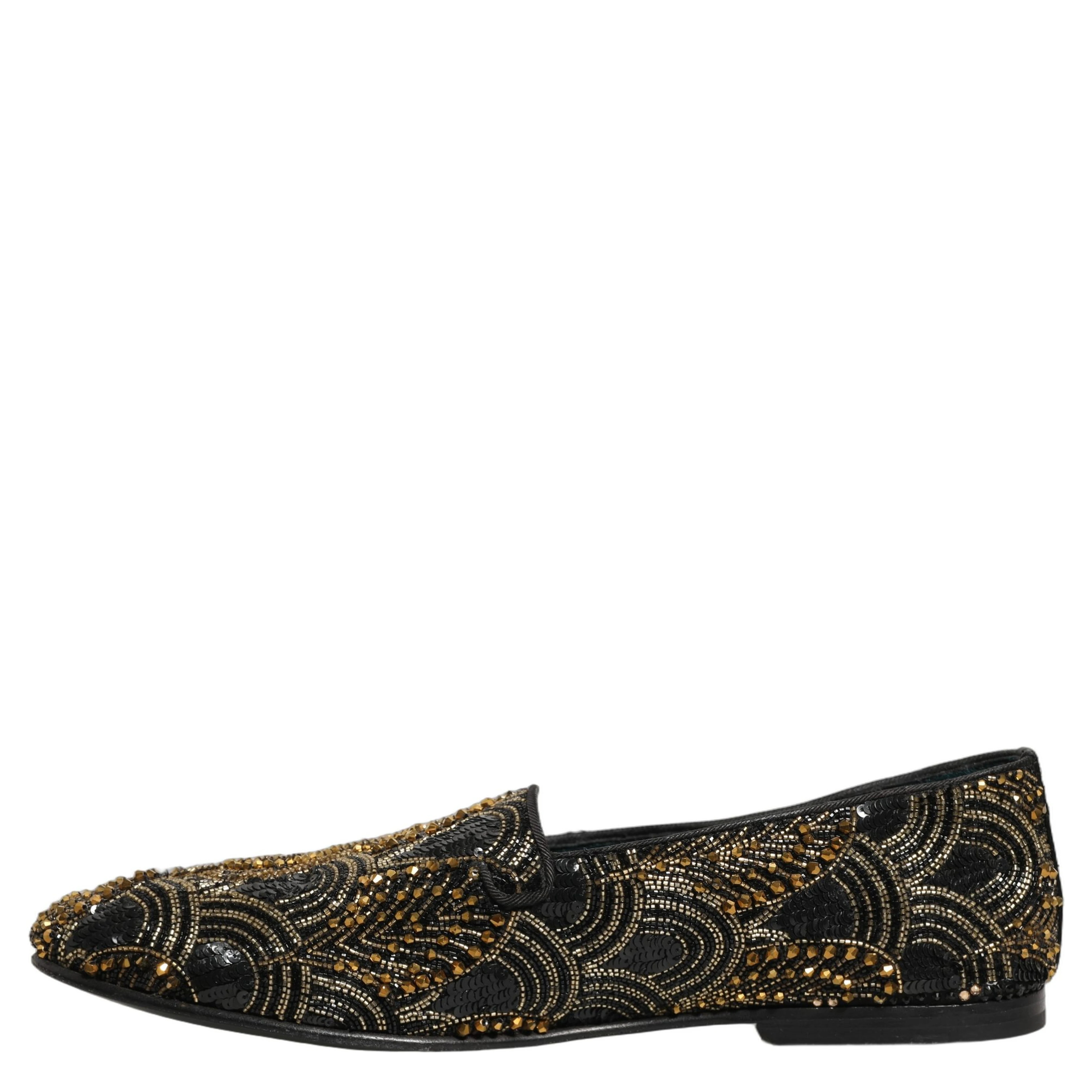 Black Gold Embellished Dress Loafers Shoes