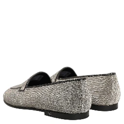 Silver Crystal Embellished Men Loafers Shoes