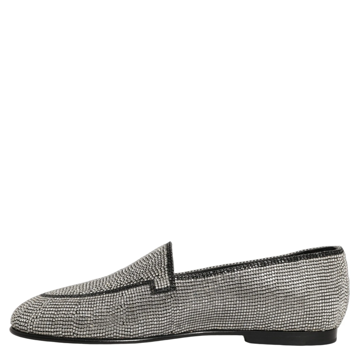 Silver Crystal Embellished Men Loafers Shoes