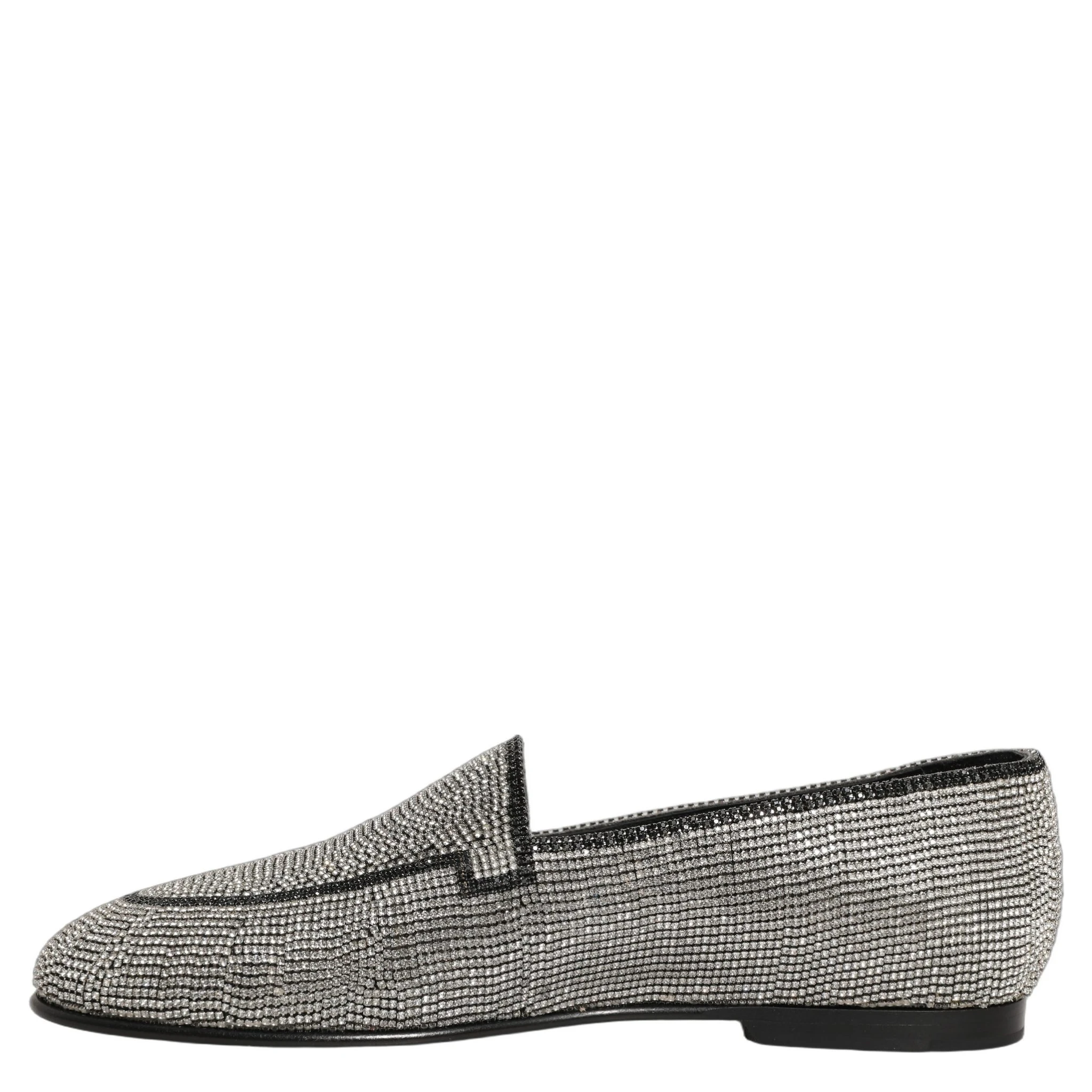 Silver Crystal Embellished Men Loafers Shoes