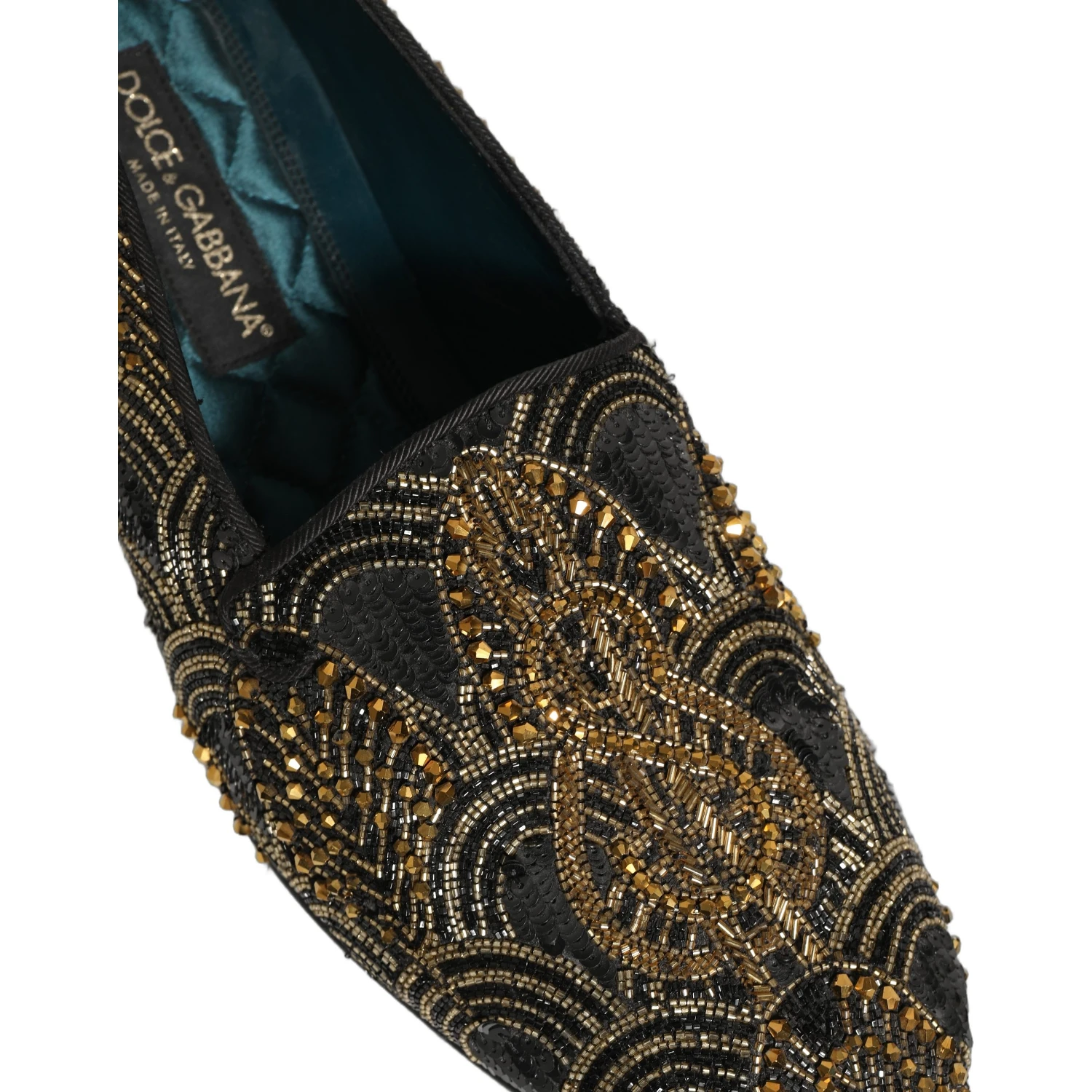 Black Gold Embellished Dress Loafers Shoes