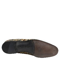 Gold Brocade Slip On Men Dress Loafers Shoes