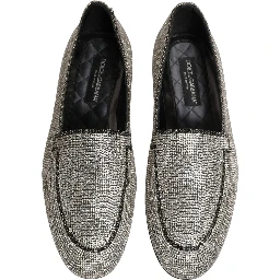 Silver Crystal Embellished Men Loafers Shoes