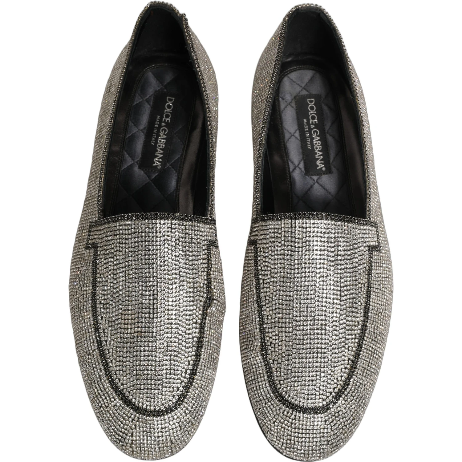 Silver Crystal Embellished Men Loafers Shoes