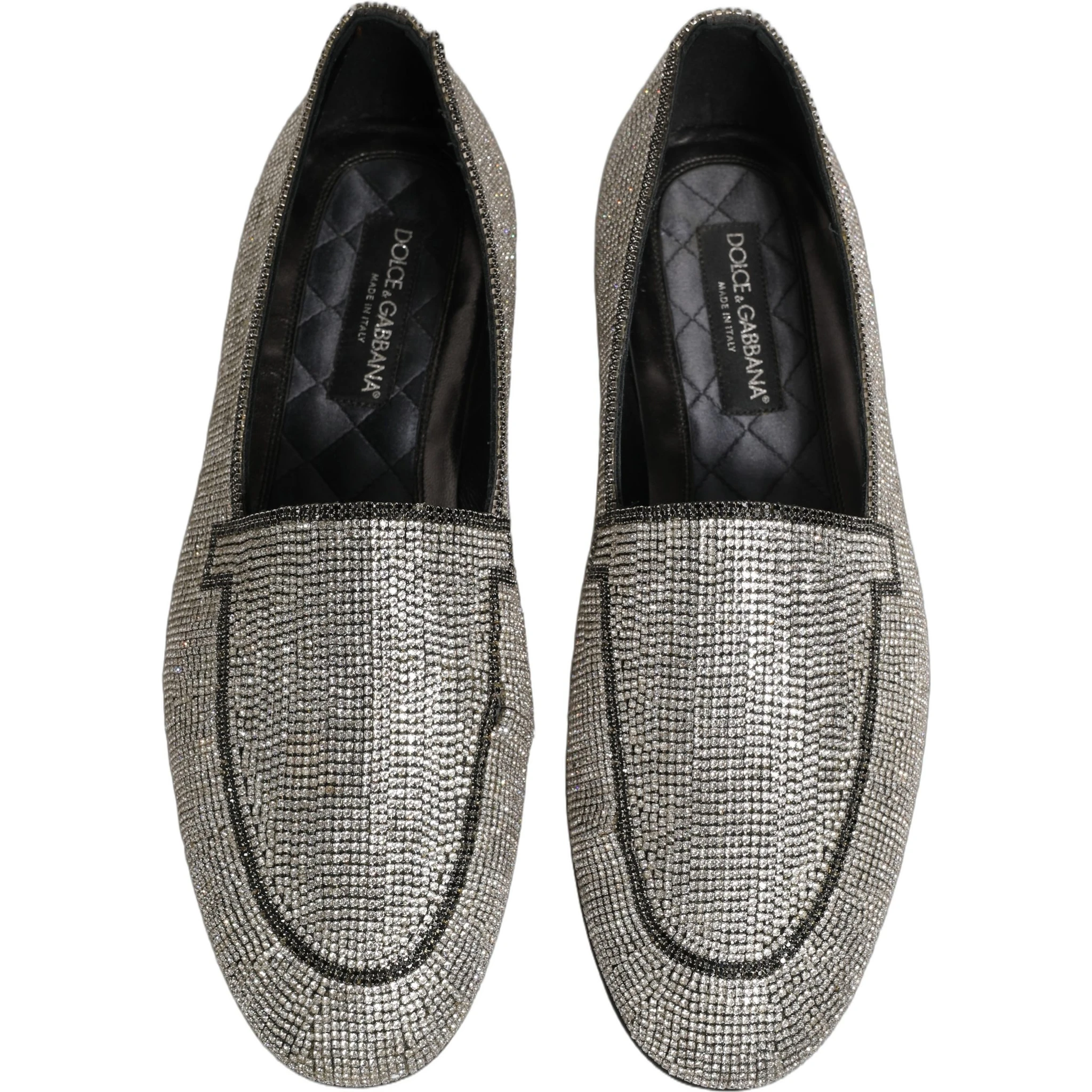 Silver Crystal Embellished Men Loafers Shoes