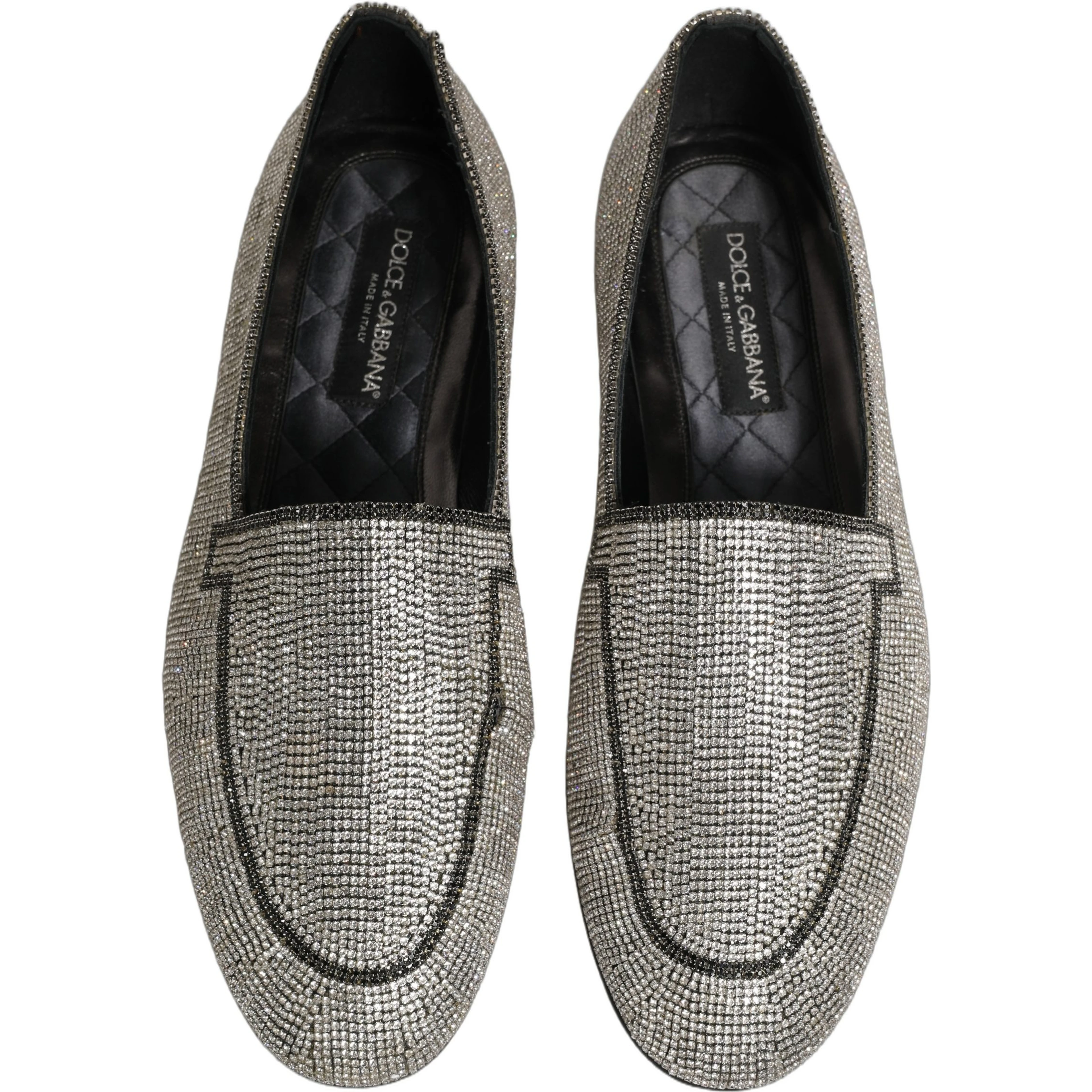 Silver Crystal Embellished Men Loafers Shoes