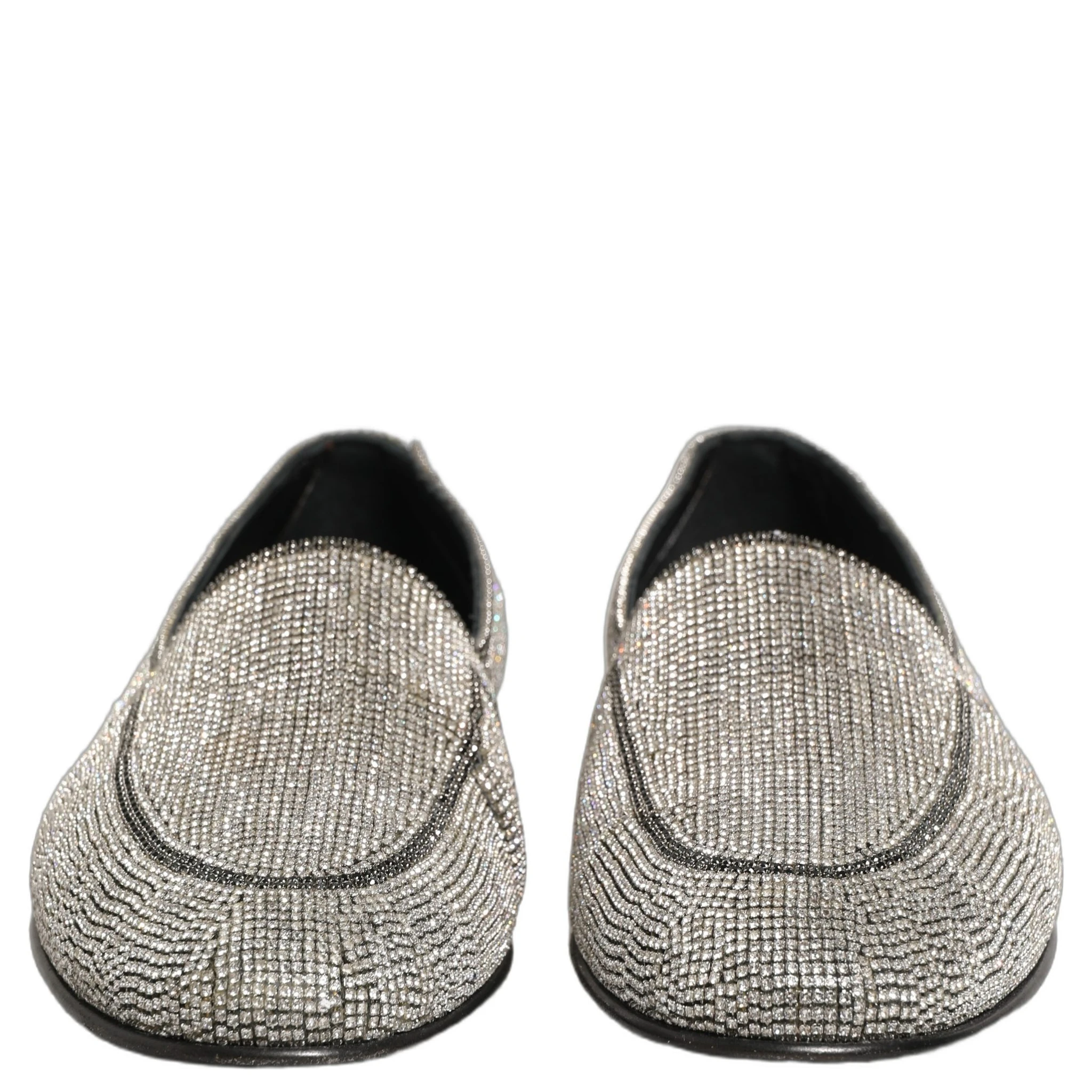 Silver Crystal Embellished Men Loafers Shoes