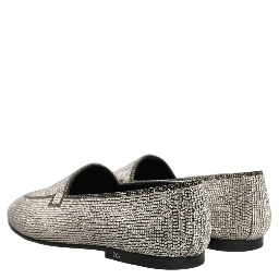 Silver Crystal Embellished Men Loafers Shoes