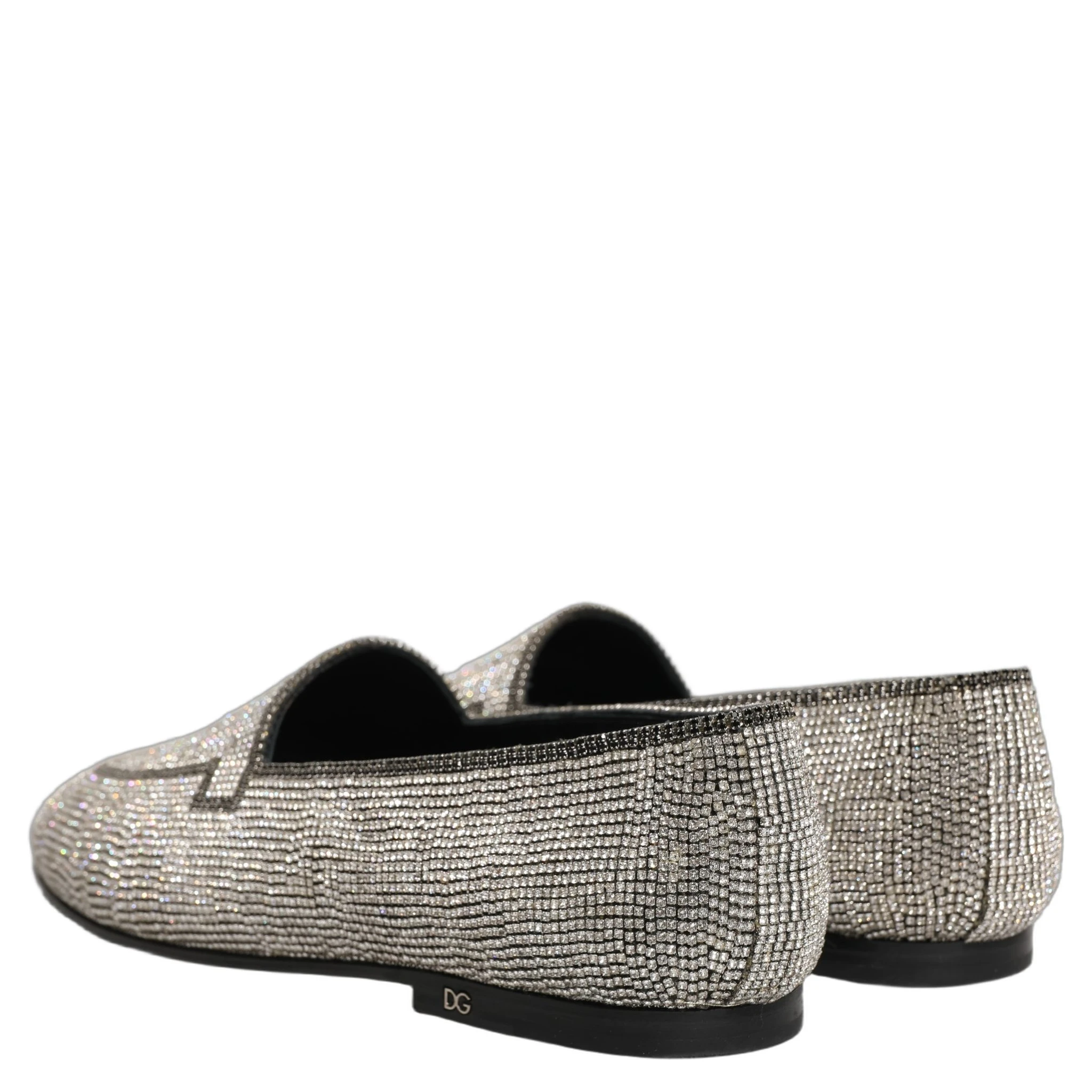 Silver Crystal Embellished Men Loafers Shoes
