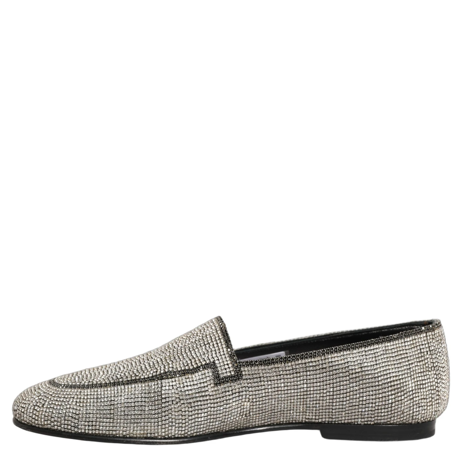Silver Crystal Embellished Men Loafers Shoes
